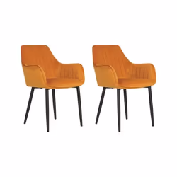 Lot de 2 chaises de salle à manger en velours orange WELLSTON