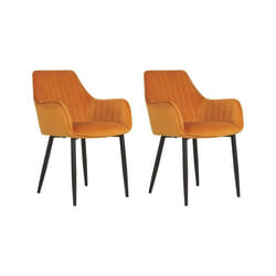 Lot de 2 chaises de salle à manger en velours orange WELLSTON