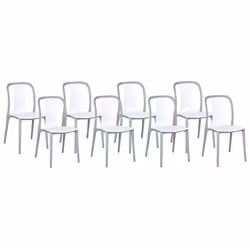 Lot de 8 chaises de jardin blanc et gris SPEZIA