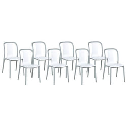 Lot de 8 chaises de jardin blanc et gris SPEZIA
