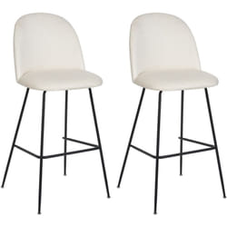 Beliani - Lot de 2 Chaises de Bar Glam en Velours Rembourrées et Acier Blanc Cassé Arcola