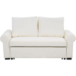 Canapé-lit Convertible Design Rétro 2 Places en Tissu Rembourré Crème Silda