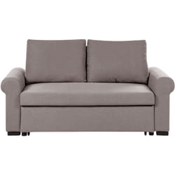 Canapé-lit Convertible Design Rétro 2 Places en Tissu Rembourré Marron Clair Silda