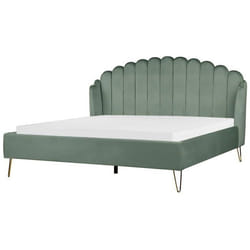 Lit double en velours 180 x 200 cm vert AMBILLOU