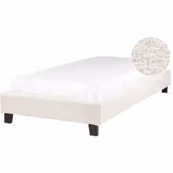 Lit une place en bouclé. Profitez d'une nuit de sommeil paisible grâce à ce lit minimaliste et confortable. Son design modern ...