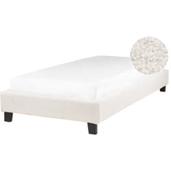 Beliani - Lit Simple en Bouclé Moderne Minimaliste 90 x 200 cm Bureau Chambre Crème Roanne