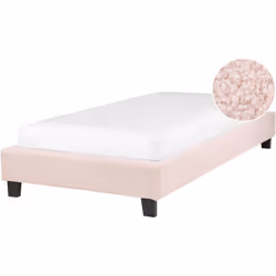 Lit une place rose clair. Profitez d'une nuit de sommeil paisible grâce à ce lit minimaliste et confortable. Son design moder ...