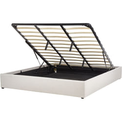 Lit Double avec Rangement en Tissu Minimaliste Moderne 180 x 200 cm Beige Clair Dinan