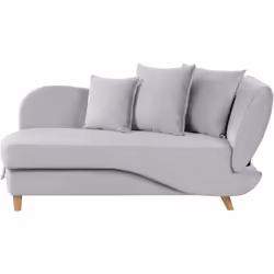 Méridienne gris clair. La chaise longue deux places avec rangement est un meuble parfait pour se détendre et ranger ses affai ...