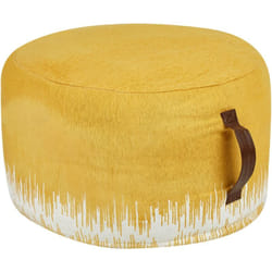 Pouf Repose-Pieds Moderne en Coton 50 x 30 cm Salon Bureau Hall Housse Amovible Jaune et Blanc Kawai