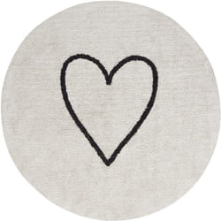Tapis de Sol en Coton ø 140 cm Motif Coeur Enfant Salon Chambre Beige Heart