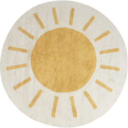 Beliani - Tapis de Sol en Coton ø 140 cm Motif Soleil Enfant Salon Chambre Beige et Jaune Baiker