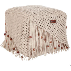Pouf Repose-Pieds en Coton 40 x 40 x 40 cm Salon Bureau Chambre Beige Dandai
