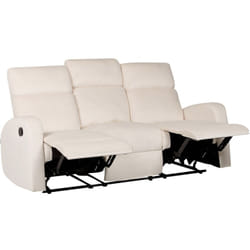 Canapé 3 Places Inclinable de Relaxation Moderne en Velours Blanc Verdal