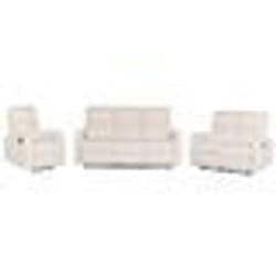 Ensemble de salon inclinable manuellement velours blanc VERDAL