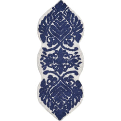 Tapis de Bain en Coton Forme Irrégulière à Motifs Décoratifs 150 x 60 cm Bleu Canbar