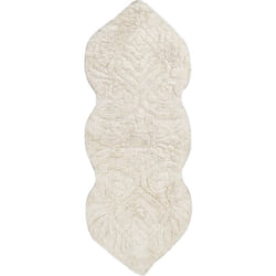 Tapis de Bain en Coton Forme Irrégulière à Motifs Décoratifs 150 x 60 cm Beige Canbar