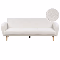 Canapé convertible 3 places en tissu bouclé blanc FLORLI