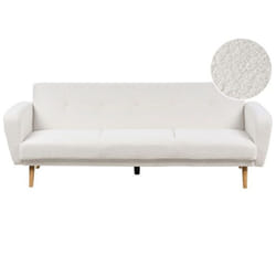 Canapé convertible 3 places en tissu bouclé blanc FLORLI