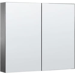Beliani - Armoire de Toilette 2 Portes 80 x 70 cm Rangement 2 Etagères Miroirs Suspendu Noir Navarra