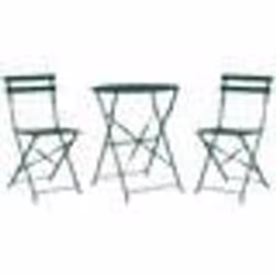 Salon de jardin bistrot table et 2 chaises en acier vert foncé FIORI