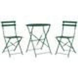 Salon de jardin bistrot table et 2 chaises en acier vert foncé FIORI