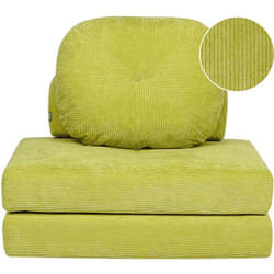 Beliani - Fauteuil 1 Place Pliable Canapé-Lit d'Invité Moderne Minimaliste avec Coussins en Velours Côtelé Vert Clair Olden