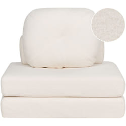 Beliani - Fauteuil 1 Place Pliable Canapé-Lit d'Invité Moderne Minimaliste avec Coussins en Tissu Bouclé Blanc Olden