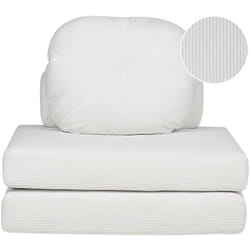 Fauteuil 1 Place Pliable Canapé-Lit d'Invité Moderne Minimaliste avec Coussins en Velours Côtelé Blanc Olden