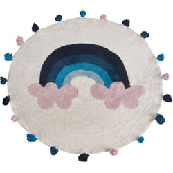 Beliani - Tapis Chambre d'Enfant Rond Tissé à la Main avec Pompons Décoratifs ø 120 cm en Coton Multicolore Gorisa