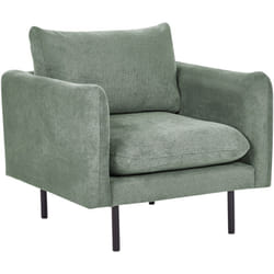 Fauteuil Moderne Assise Dossier Rembourrés en Tissu Chenille Vert et Pieds en Métal Noir Vinterbro