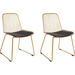 Lot 2 Chaises de Repas Design Assise en Cuir pu et Structure Dossier en Fil Métal Doré Pensacola