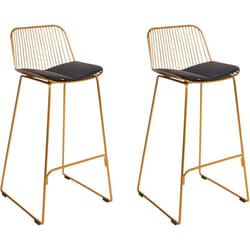 Beliani - Lot 2 Chaises de Bar Design Assise en Cuir pu et Structure Dossier en Fil Métal Doré Pensacola