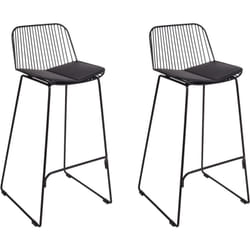 Beliani - Lot 2 Chaises de Bar Design Assise en Cuir pu et Structure Dossier en Fil Métal Noir Pensacola