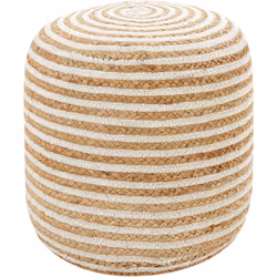 Pouf en coton à rayures blanches. Ajoutez un style bohème à votre salon avec ce pouf en jute. Grâce à ses couleurs neutres be ...