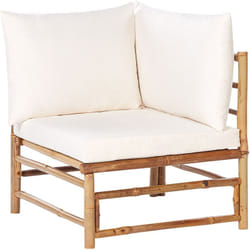 Beliani - Fauteuil de Jardin d'Angle en Bambou avec Coussin Extérieur sans Accoudoirs Blanc Cassé Cerreto
