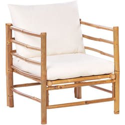 Beliani - Fauteuil de Jardin Moderne Rustique en Bambou avec Dossier et Coussins Extérieur Blanc Cassé Cerreto