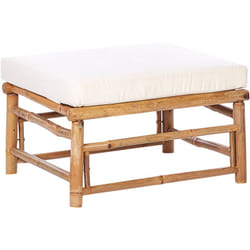 Beliani - Pouf Repose-Pieds en Bambou Rembourré avec Coussin Meuble d'Extérieur Blanc Cassé Cerreto
