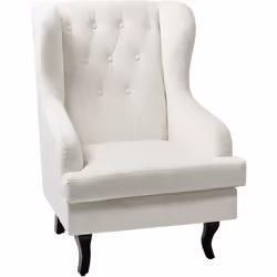 Fauteuil blanc cassé en velours. Ce fauteuil élégant et confortable est un excellent complément à votre salon. Construit à pa ...