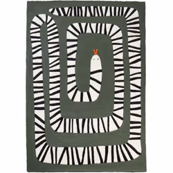 Tapis à motif de serpent. Ce luxueux tapis rectangulaire est orné d'un motif serpent saisissant qui ajoute un élément d'intri ...