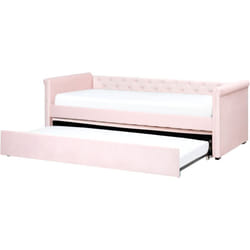 Lit Simple Moderne en Velours 90 x 200 cm Gigogne Rose Pastel Libourne