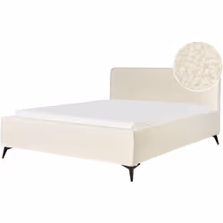 Cadre de lit minimaliste en bouclé. Découvrez le confort et de la robustesse dans ce lit classique tapissé de bouclettes. Le ...