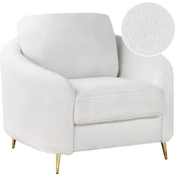 Beliani - Fauteuil Club Rétro Rembourré Pieds Dorés Bouclé Blanc Trosa