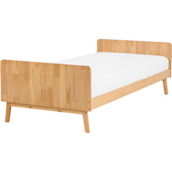 Lit Simple Moderne Scandinave en Bois de Pin 90 x 200 cm à Lattes Bois Clair Bonnac