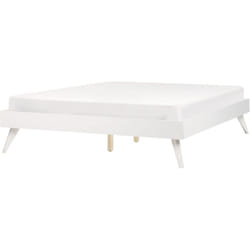 Beliani - Lit Double Moderne 160 x 200 cm Sommier à Lattes Chambre à Coucher Blanc Berric