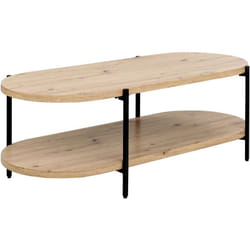 Beliani - Table Basse Moderne mdf 120 x 50 cm avec Etagère et Pieds en Métal Bois Clair Balinger