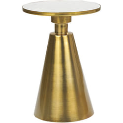 Beliani - Table d'Appoint Ronde Moderne Forme Géométrique Plateau en Pierre Base en Métal Blanc et Doré Andres