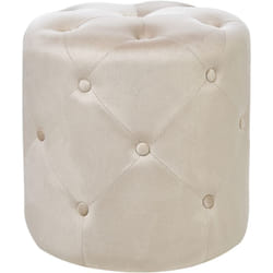Pouf Repose-Pieds Moderne en Velours 40 cm Décoratif Rond Capitonné Beige Corolla