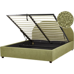 Lit Double Minimaliste 160 x 200 cm avec Rangement en Bouclé Vert Olive Vaucluse