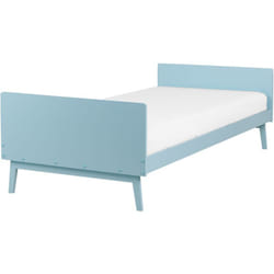 Beliani - Lit Simple Scandinave Moderne en Bois de Pin 90 x 200 cm Sommier à Lattes Chambre Bleu Ciel Bonnac